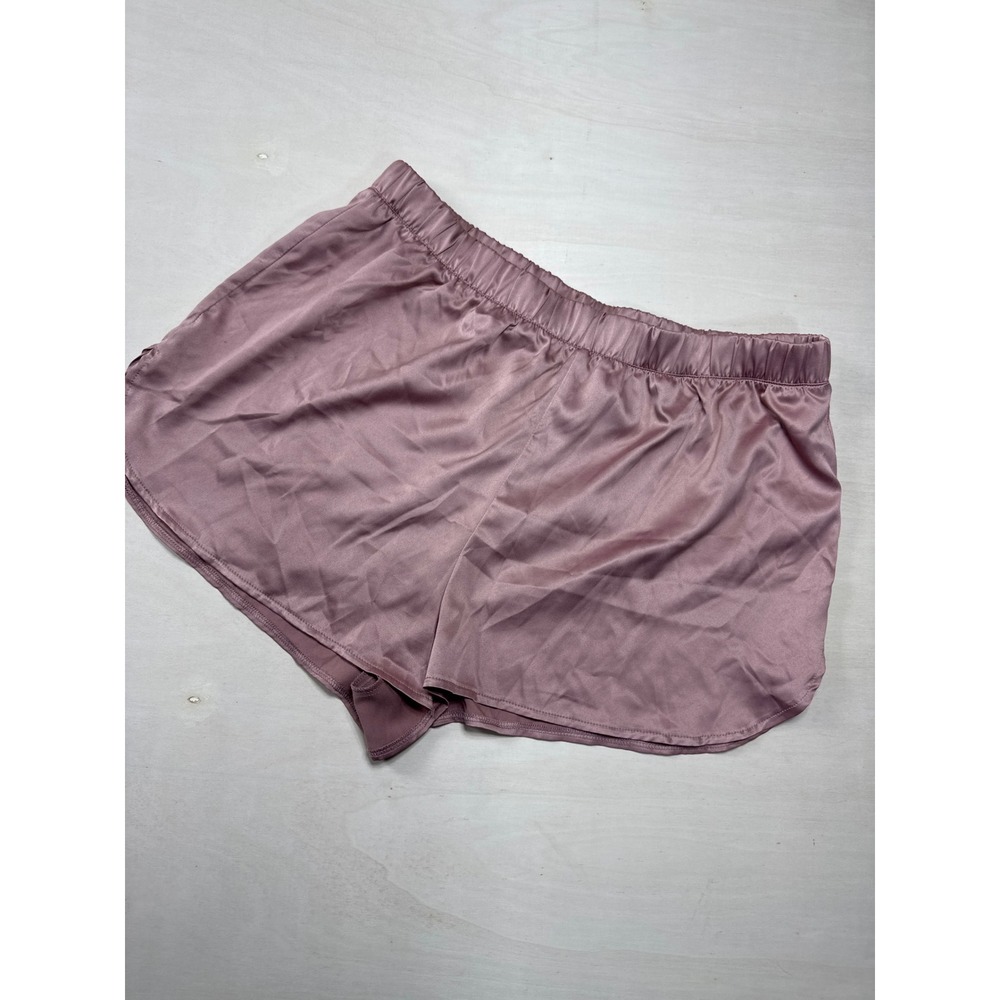 Express Sleepwear Satin Pajama Shorts Set of 2 Mauve Taupe Ruffle Hem Medium
